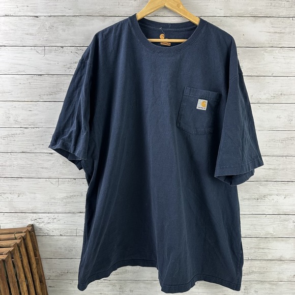 Carhartt Mens 4XL Short Sleeve T Shirt Original Fit pocket T K87 NVY Blue - Picture 1 of 10
